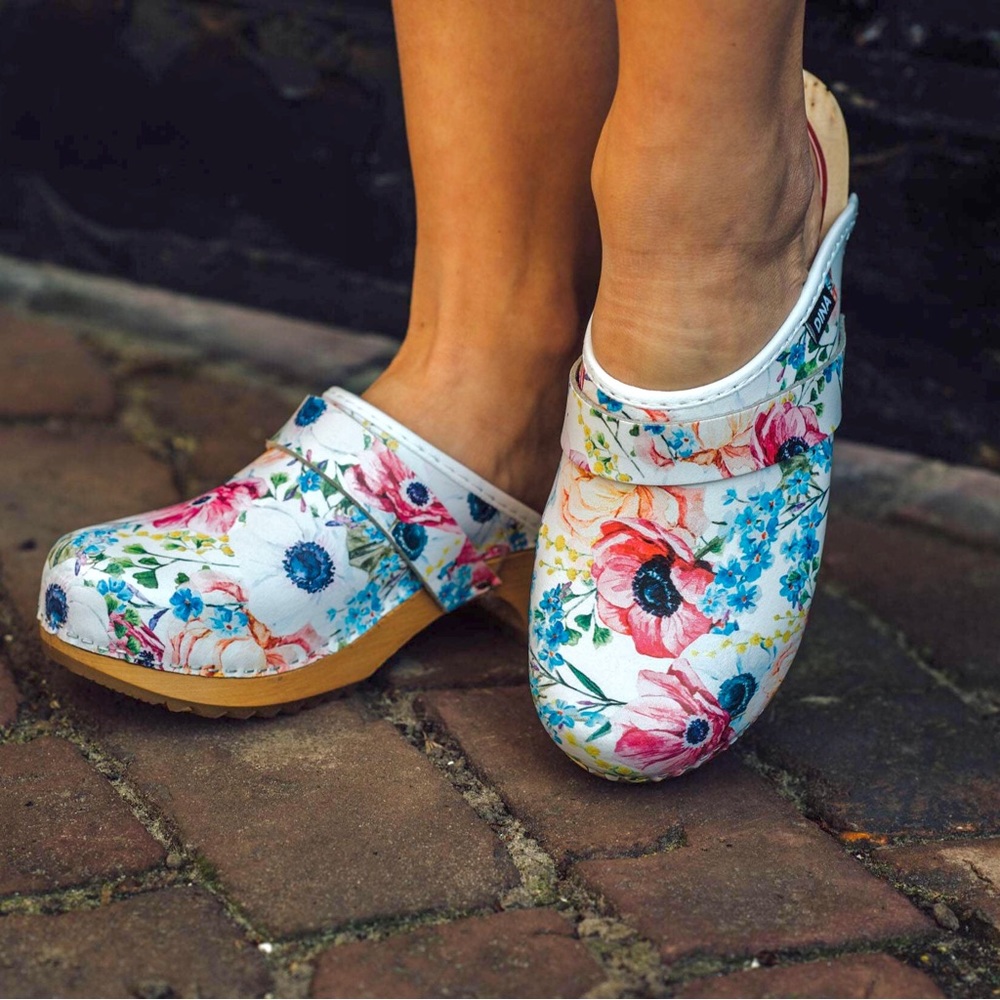 DINA Swedish Clogs Flower Print Size 36
